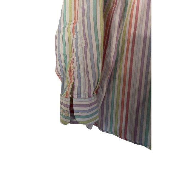 Alan Flusser Mens Multi Color Stripes Buttons Up Long Sleeve Shirt Size L - Picture 2 of 10